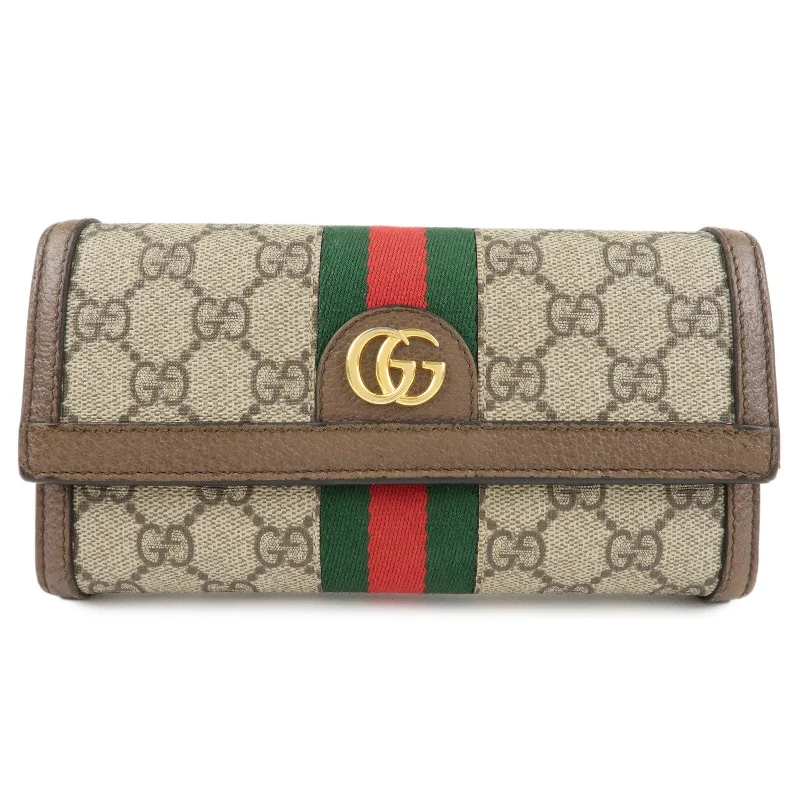 Ladies Gucci shoulder bags with a single - handle designGUCCI Ophidia Sherry GG Supreme Leather Bi-fold Long Wallet 523153