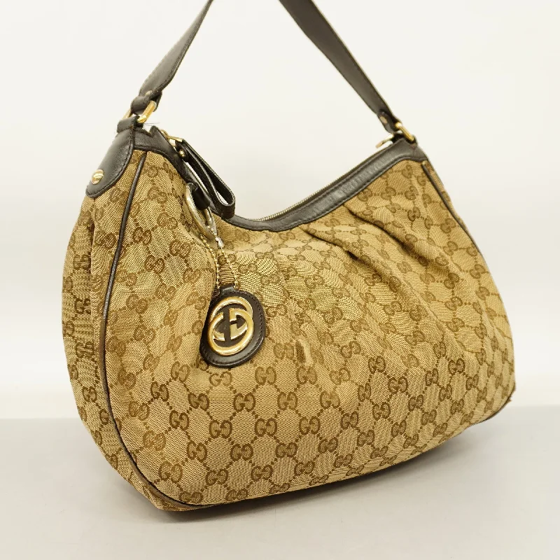 Women Gucci crossbody bags in a bold red colorGucci  Sukey Shoulder Bag 232955 GG Canvas,Leather Shoulder Bag Beige,Brown