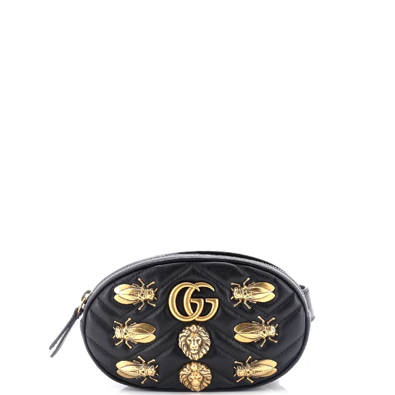 Women Gucci bags with interlocking G hardware for a classic lookGG Marmont Belt Bag Embellished Matelasse Leather