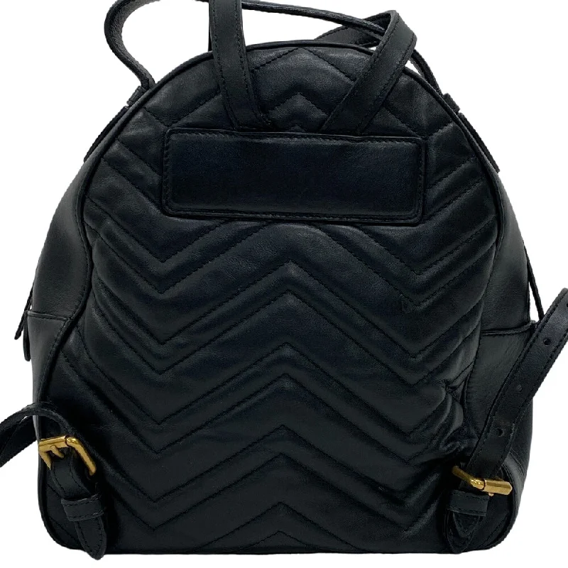 Gucci handbags for women with a back - zip pocketGUCCI Backpack leather black GG Marmont Women Used