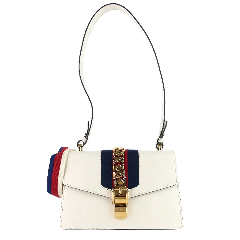 Women Gucci bags with a magnetic snap closure for easy accessSylvie Small Calfskin Leather Bag