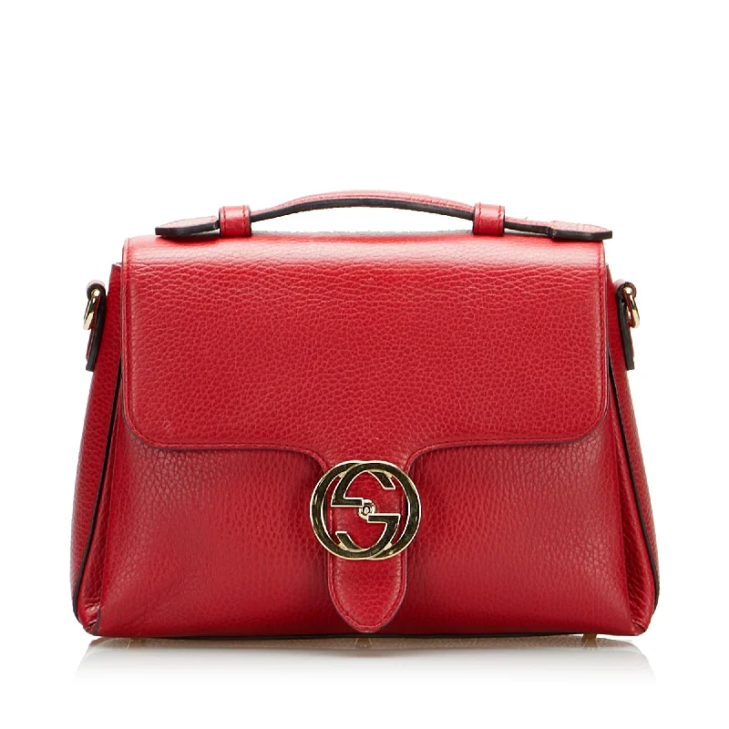 Women Gucci crossbody bags with a woven leather strapGucci Interlocking G Red Calfskin