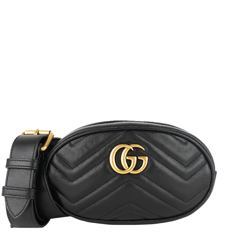 Women Gucci bags with a chain - link trim and a leather bodyMarmont Calfskin Leather Belt Bag