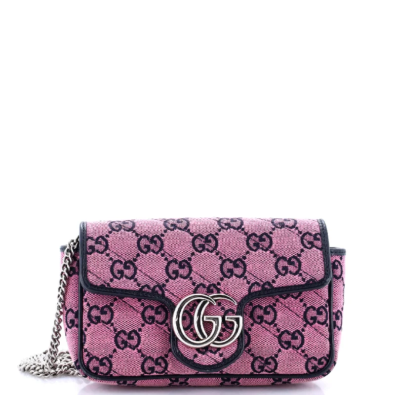 Women Gucci bags with interlocking G hardware for a classic lookGG Marmont Flap Bag Diagonal Quilted GG Canvas Super Mini