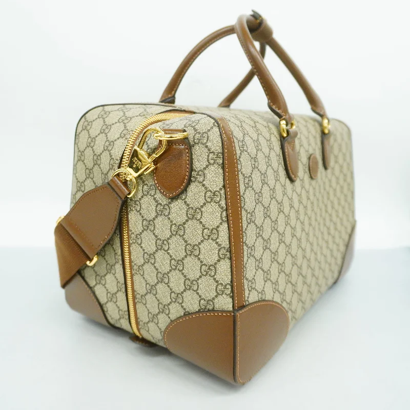 Women Gucci crossbody bags with a woven leather strapGucci  Interlocking G 322055 Unisex GG Supreme Boston Bag Beige,Brown