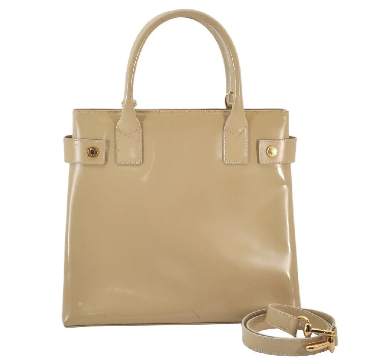 Gucci handbags for women with a metal - framed claspAuthentic GUCCI Vintage 2Way Shoulder Hand Bag Enamel Beige Junk 6813K