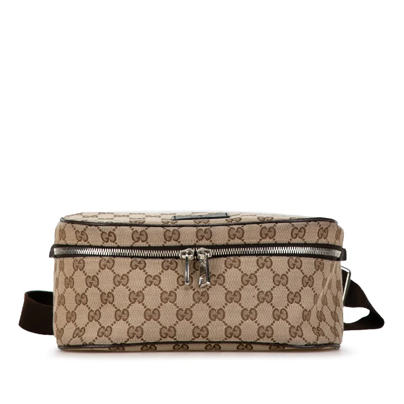 Women Gucci crossbody bags with a printed floral patternBrown Gucci GG Canvas Waist Pouch Belt Bag