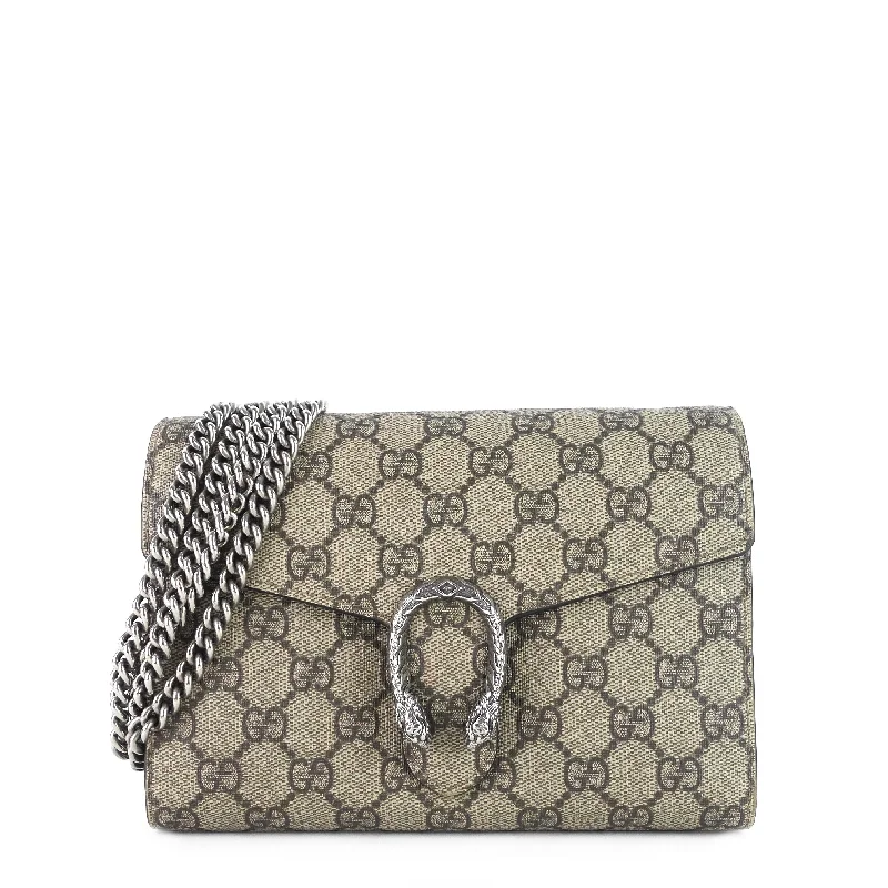 Women Gucci bags with interlocking G hardware for a classic lookDionysus GG Coated Canvas Chain Wallet Bag