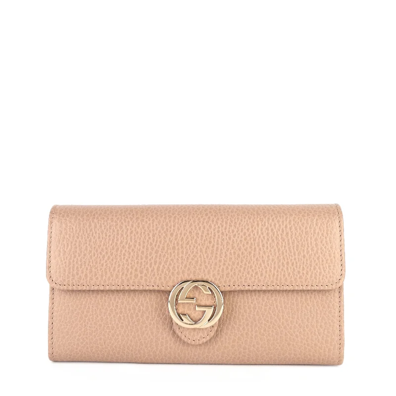 Women Gucci bags with a magnetic snap closure for easy accessDollar Interlocking G Continental Leather Wallet