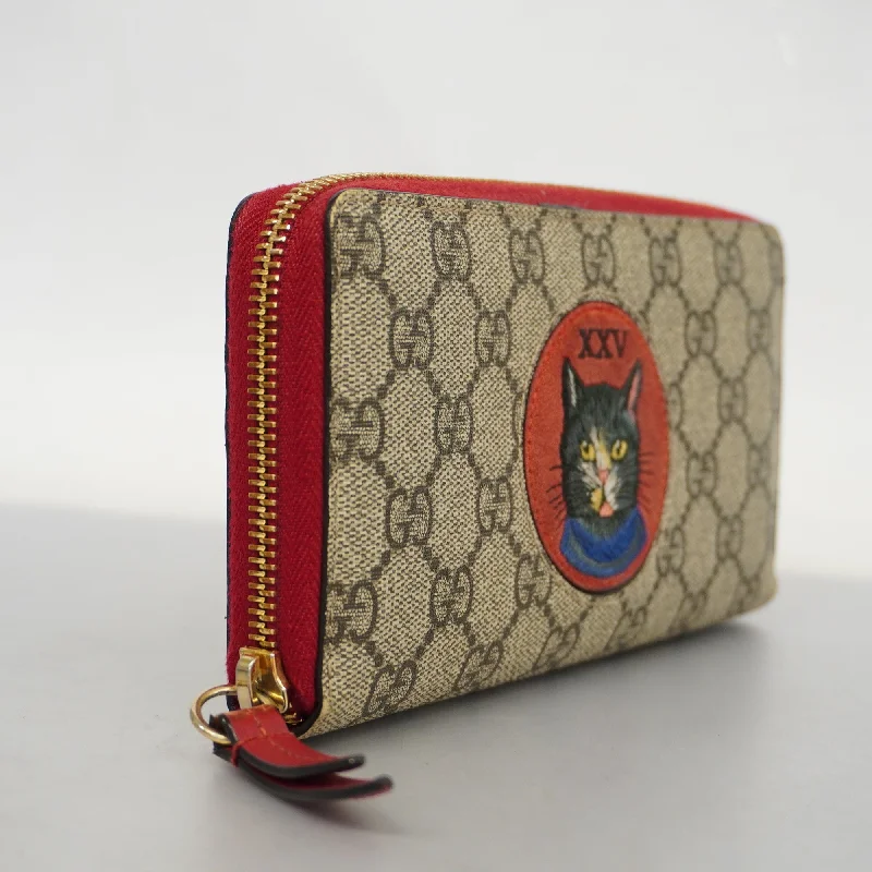 Ladies Gucci shoulder bags with a tassel decorationGucci  Mystic Cat 499382 Gold Hardware Women's GG Supreme,Leather Wallet