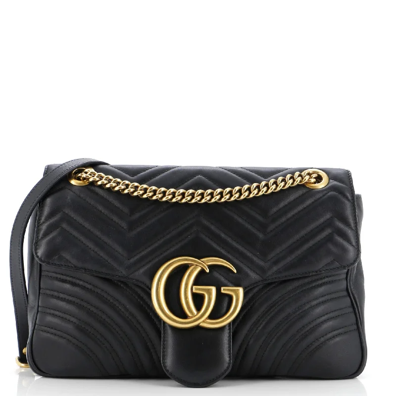 Women Gucci Sylvie bags featuring the signature web stripeGG Marmont Flap Bag Matelasse Leather Medium