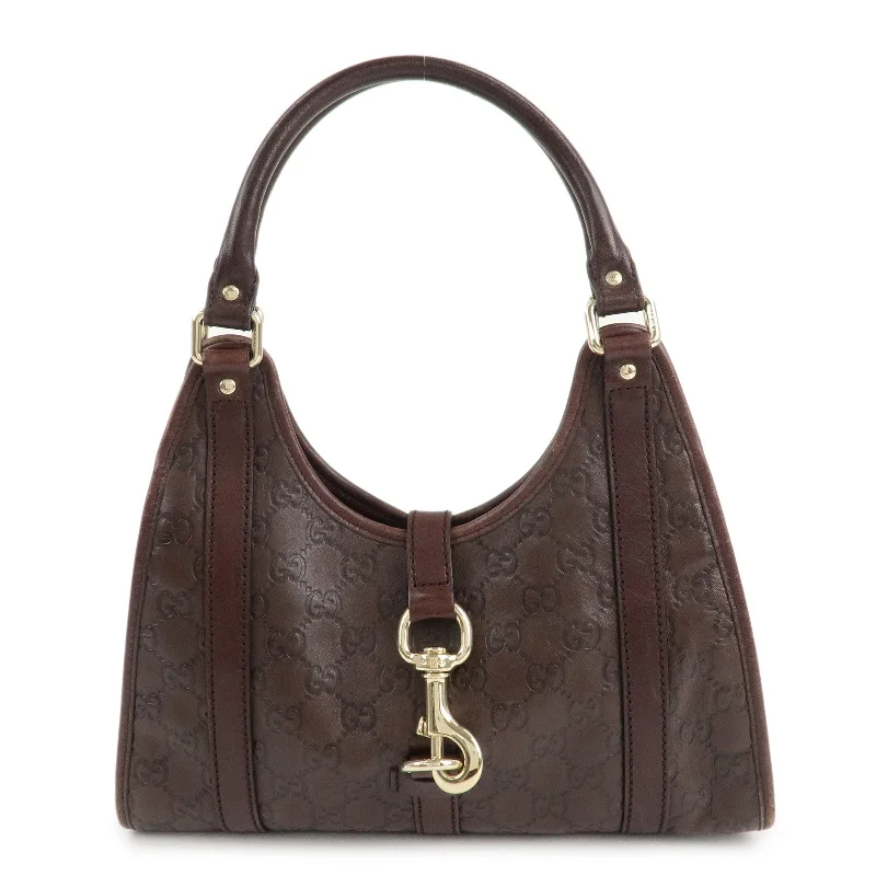 Women Gucci Sylvie bags with a monogram - embossed leatherGUCCI Guccissima Leather Hand Bag Shoulder Bag Brown 203495