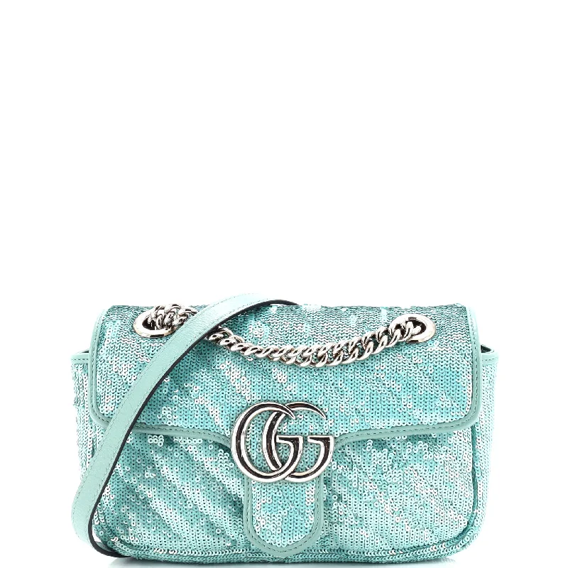 Gucci backpacks for women with a hidden back pocketGG Marmont Flap Bag Diagonal Quilted Sequins Mini