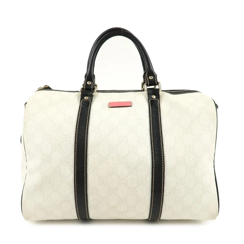 Small - sized Women Gucci shoulder bags for evening outingsGUCCI GG Supreme Leather Boston Bag Hand Bag Ivory Black 193603