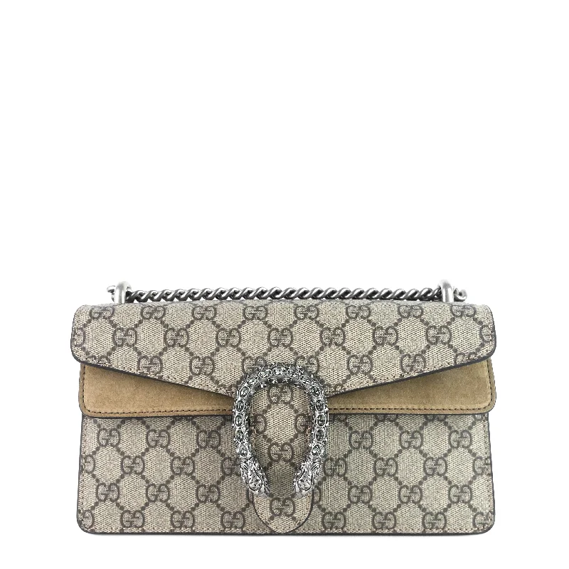 Women Gucci bags with a front - zip pocket for small itemsDionysus GG Small Supreme Monogram Canvas Shoulder Bag