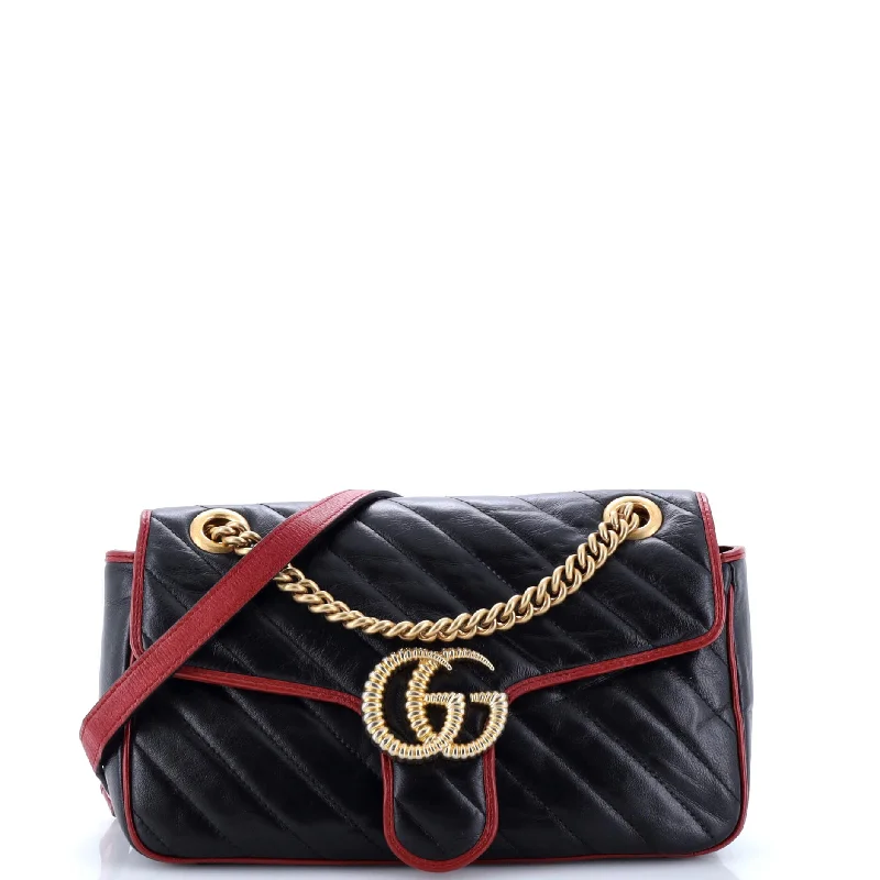 Women Gucci crossbody bags with a woven leather strapGG Marmont Flap Bag Diagonal Quilted Leather Small