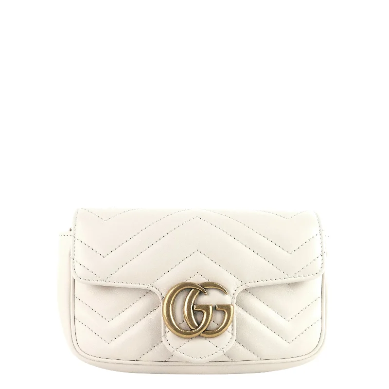 Women Gucci bags with a front - flap pocket for quick - access itemsMarmont Super Mini Calfskin Leather Bag