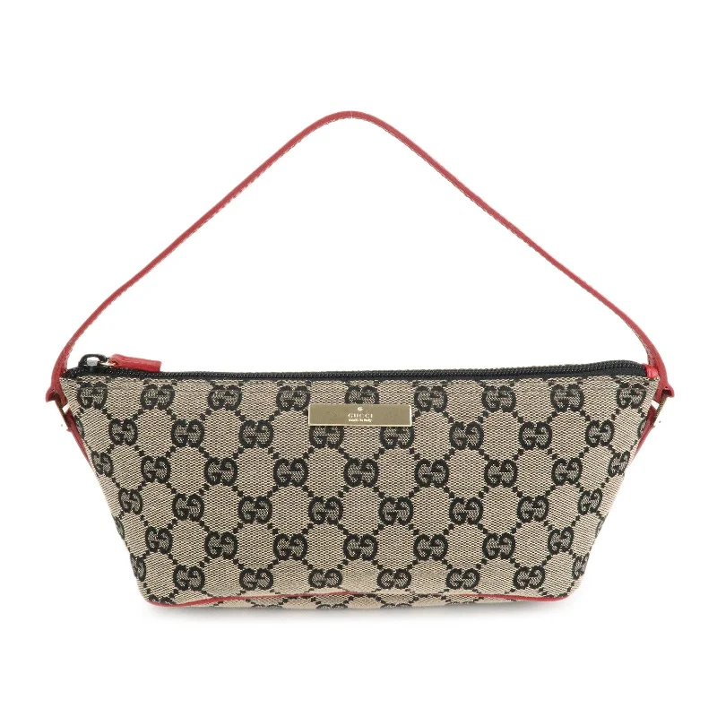 Gucci tote bags for women with a spacious interiorGUCCI GG Canvas Leather Accessory Pouch Mini Bag Beige Red 391103