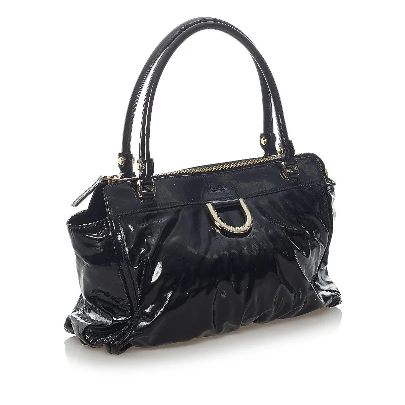 Gucci handbags for women with a back - zip pocketGucci Abbey D-Ring Patent Leather Handbag (37233)