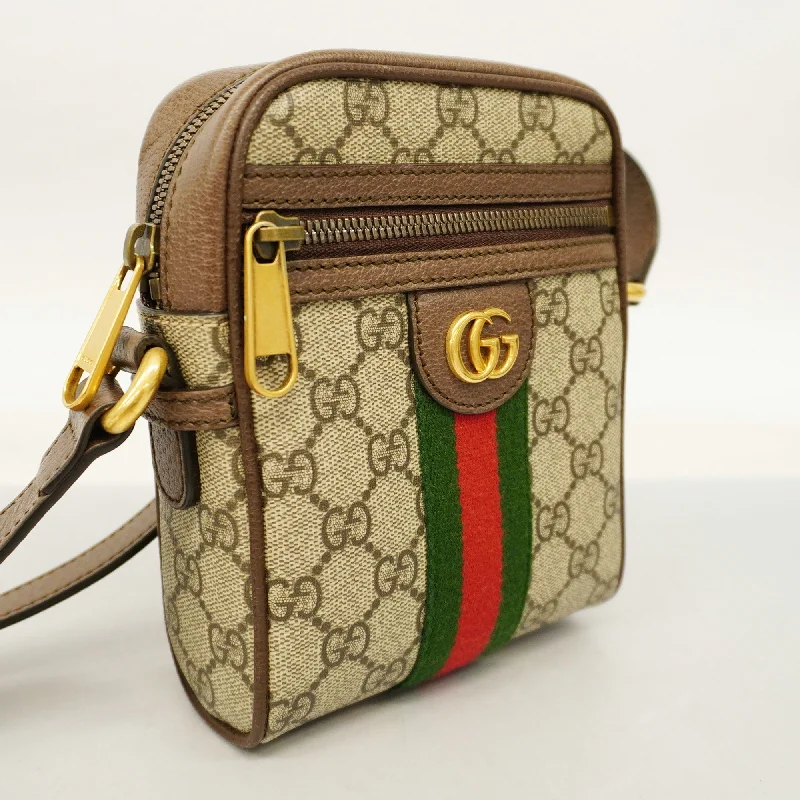 Women Gucci bags with a chain - link trim and a leather bodyGucci  Sherry Line Shoulder Bag 598127 Women's GG Supreme,Leather Shoulder