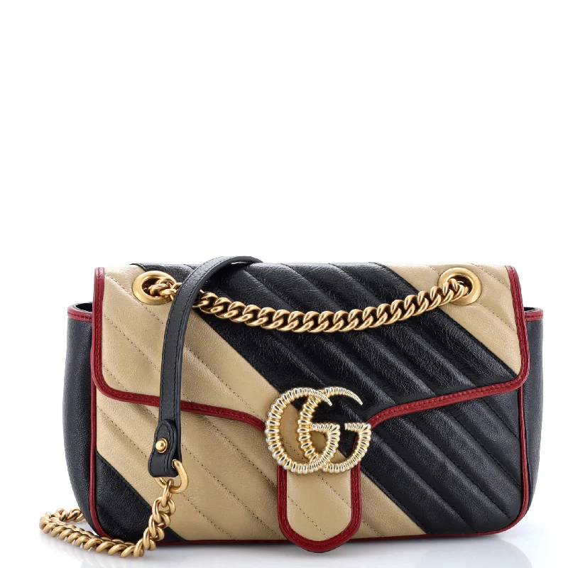 Gucci Marmont bags for women with gold - toned hardwareGG Marmont Flap Bag Diagonal Quilted Leather Small