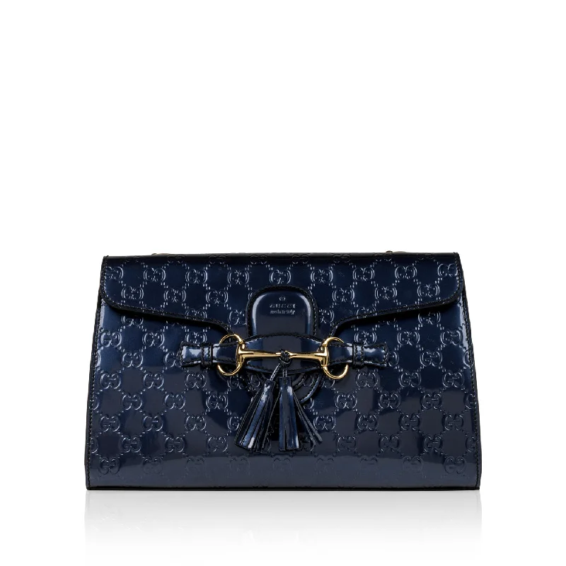 Women Gucci bags with a snap - button closure and a decorative charmEmily Guccissima