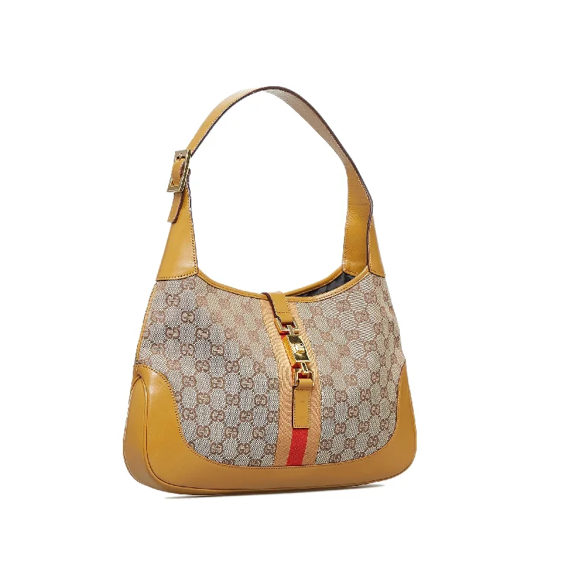 Women Gucci Sylvie bags with a leather - wrapped handleGucci Jackie Shoulder Bag Brown GG Canvas