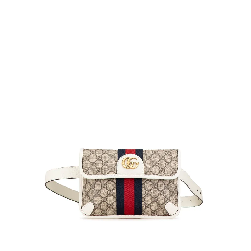 Women Gucci bags with a detachable mirror insideBrown Gucci GG Supreme Ophidia Belt Bag