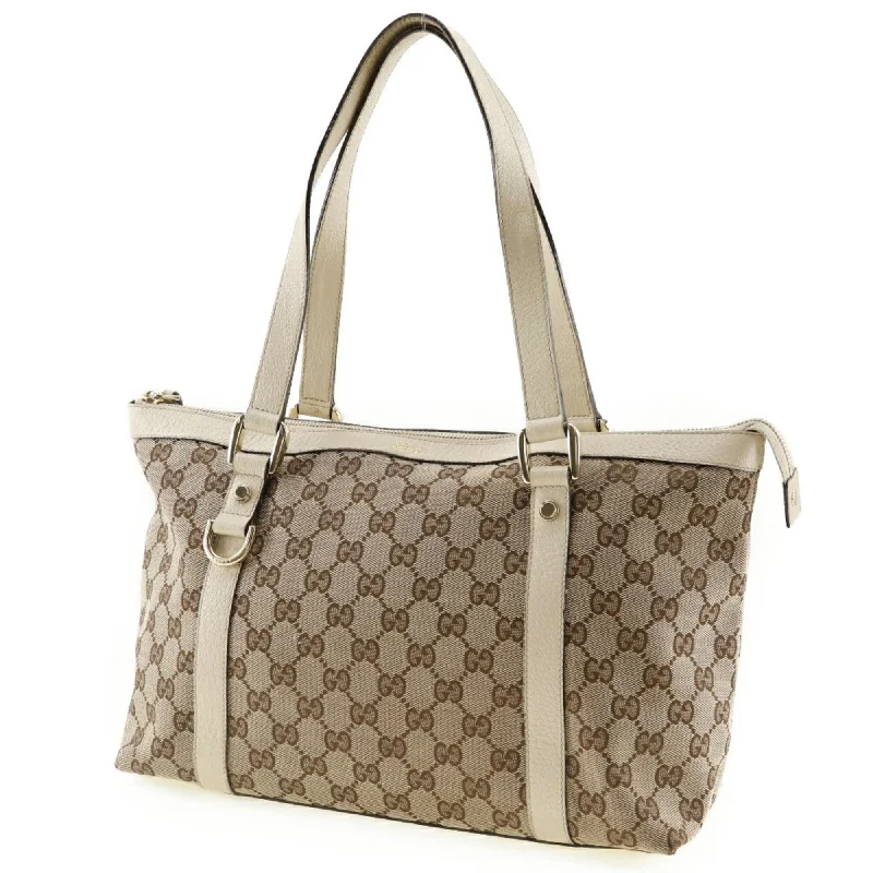 Ladies Gucci Dionysus bags with a star - shaped charmGucci Abbey Line Tote Bag 141470 GG Canvas x Leather Made in Italy Beige Shoulder Zipper line Ladies