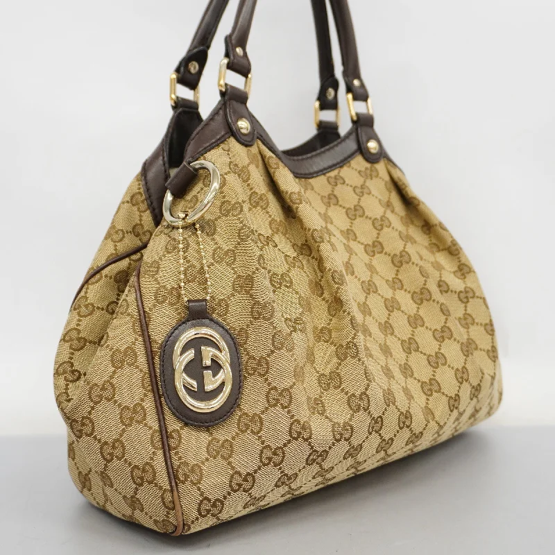 Women Gucci bags with a zippered interior pocketGucci  Sukey 211944 Women's GG Canvas,Leather HandBag Beige,Brown