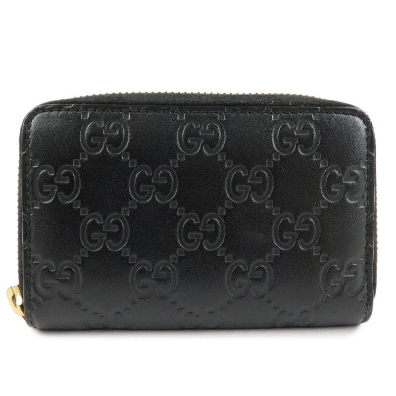 Gucci handbags for women with a back - zip pocketGUCCI Guccissima Leather Card Case Black 447939