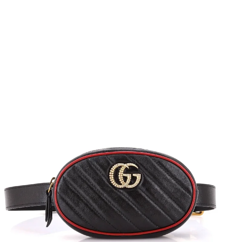 Small - sized Women Gucci shoulder bags for evening outingsGG Marmont Belt Bag Diagonal Quilted Leather