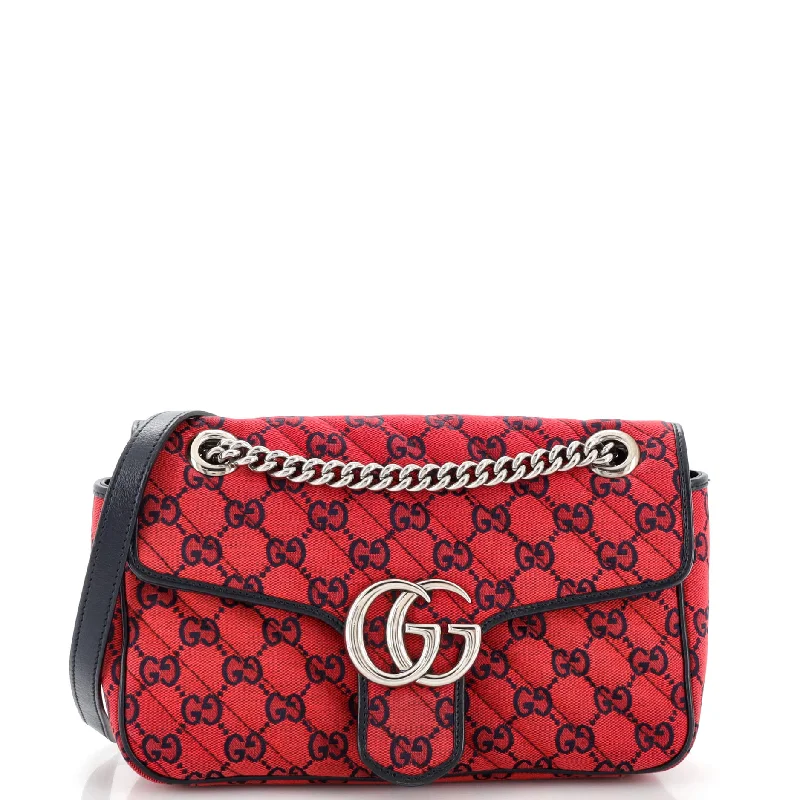 Gucci crossbody bags for women with adjustable leather strapsGG Marmont Flap Bag Diagonal Quilted GG Canvas Small