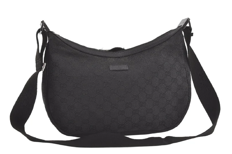 Gucci backpacks for women with a hidden back pocketAuthentic GUCCI Shoulder Cross Body Bag GG Canvas Leather 122790 Black  6757K