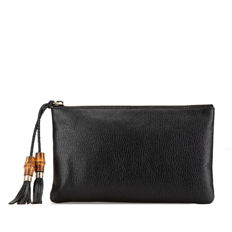 Gucci Marmont bags for women with a snakeskin - effect panelBlack Gucci Calfskin Bamboo Clutch