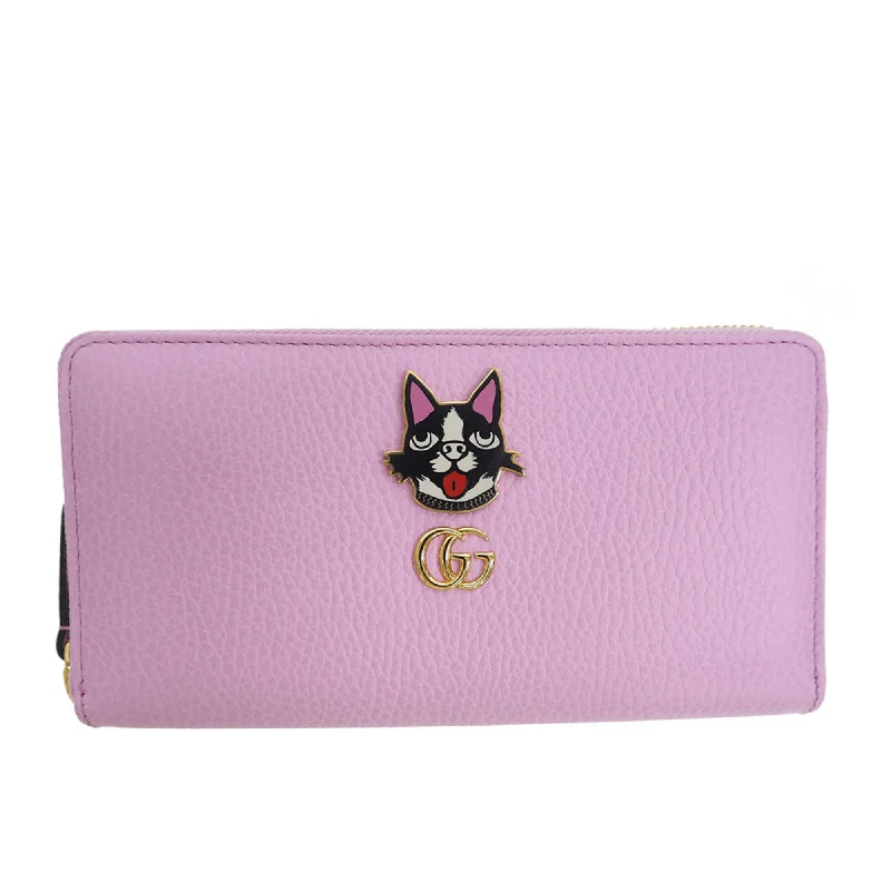 Gucci tote bags for women with a spacious interiorGucci 499337 GG Marmont Bosco Zip Around Wallet Round Purse Light Pink Dog Boston Terrier