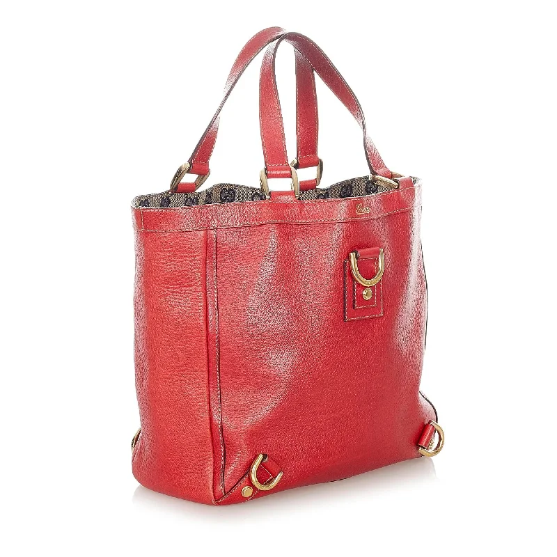 Gucci tote bags for women with a water - resistant coatingGucci Abbey D-Ring Leather Tote Bag (21120)