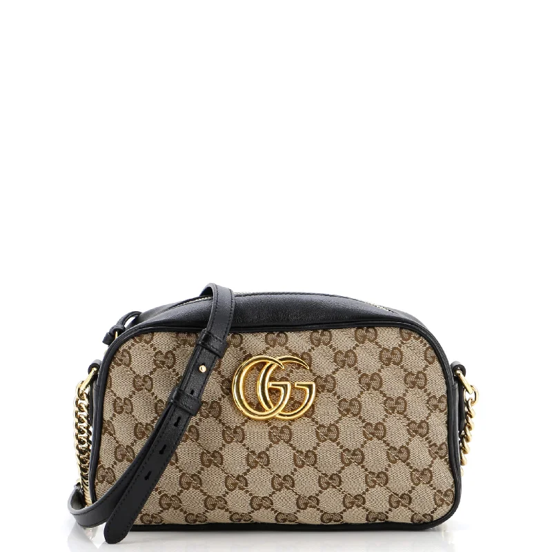 Women Gucci Sylvie bags with a leather - wrapped handleGG Marmont Shoulder Bag Diagonal Quilted GG Canvas Small