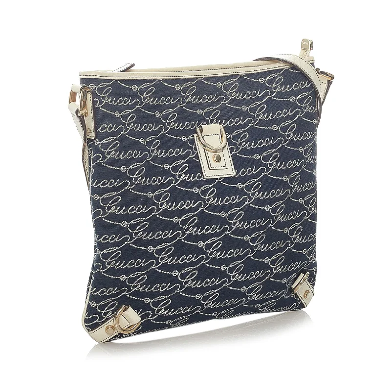 Women Gucci Sylvie bags with a crystal - embellished web stripeGucci Abbey D-Ring Denim Crossbody Bag (33100)