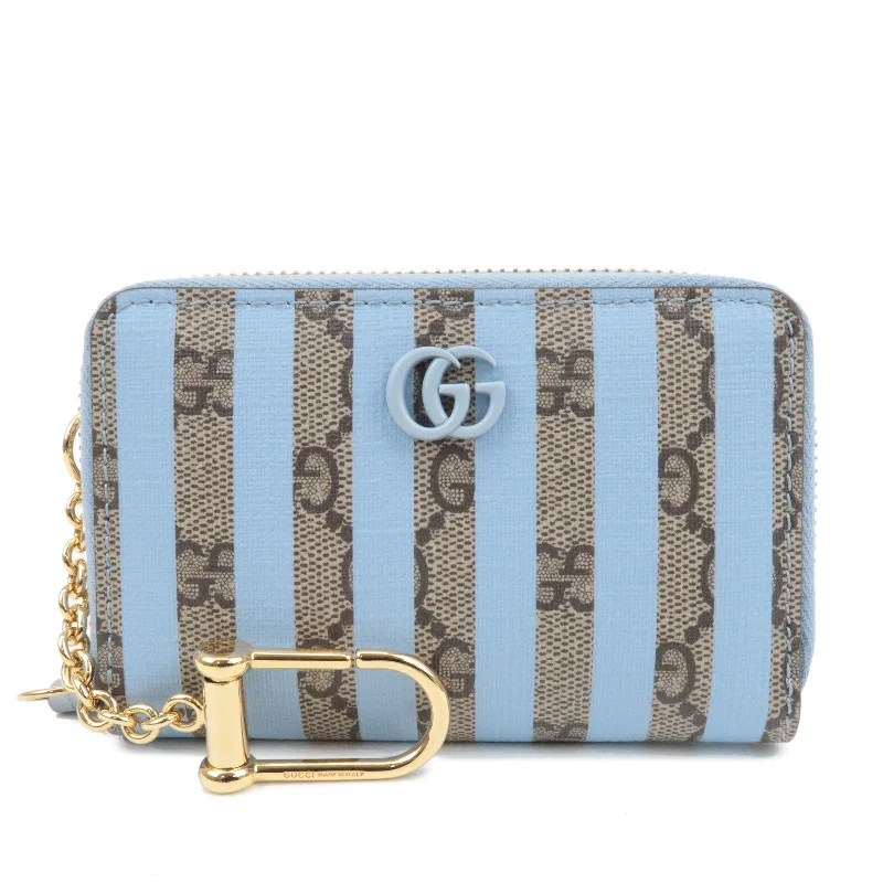 Women Gucci bags with a detachable mirror insideGUCCI Gucci Love Parade Leather DoubleG Zip Around CardCase 701485