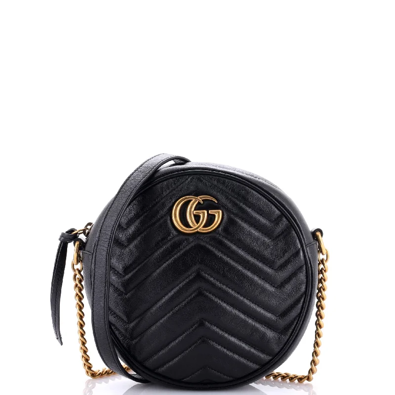 Women Gucci crossbody bags with a woven leather strapGG Marmont Round Shoulder Bag Matelasse Leather Mini