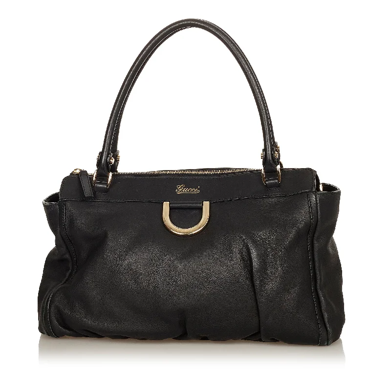 Women Gucci bags with a front - flap pocket for quick - access itemsGucci Abbey D-Ring Tote Bag Black