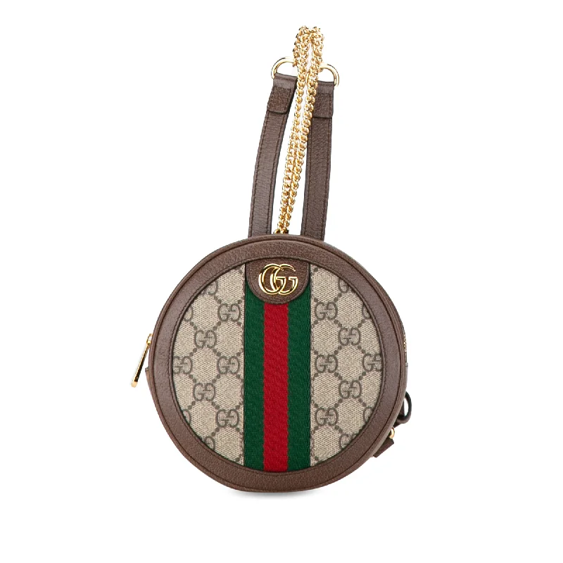 Gucci tote bags for women with a double - handle designBrown Gucci Mini GG Supreme Ophidia Backpack