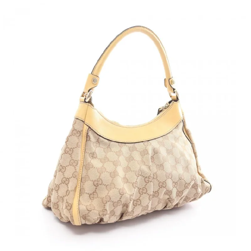 Women Gucci bags with a detachable mobile phone holderGucci Abby Beige Yellow Canvas Leather One Shoulder Bag