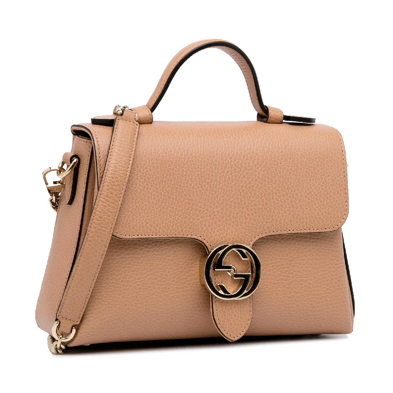 Ladies Gucci shoulder bags with a wide - width strapGucci Dollar Calf Interlocking G Satchel (DcmVxL)