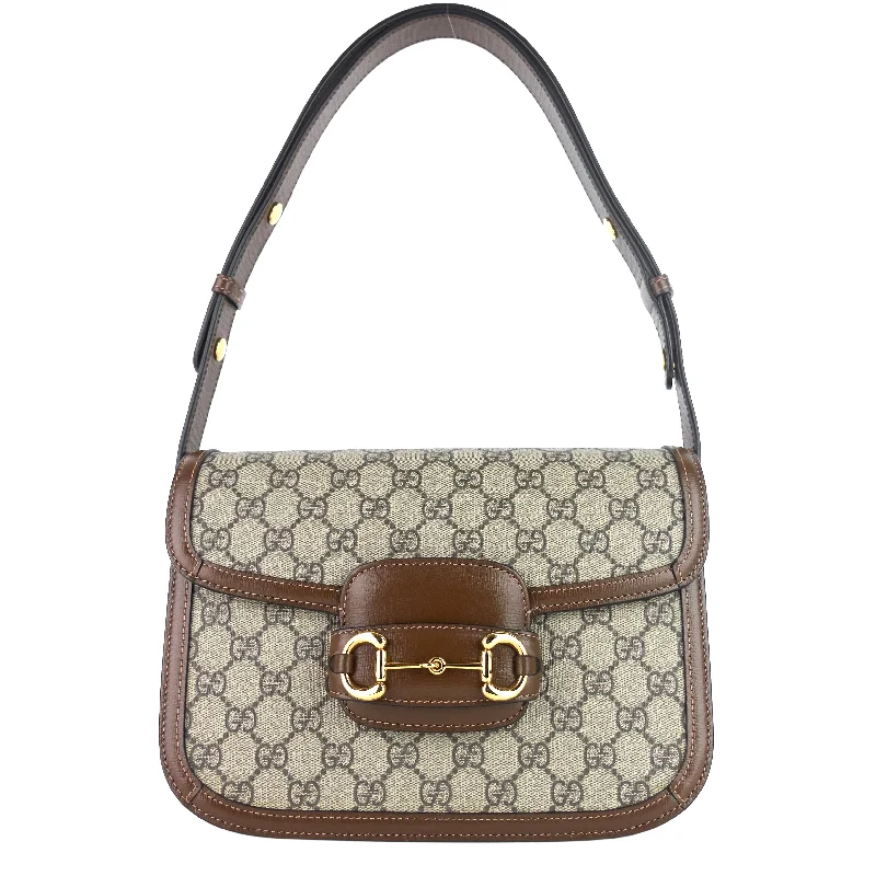 Gucci handbags for women with a metal - framed claspHorsebit 1955 GG Supreme Canvas Shoulder Bag