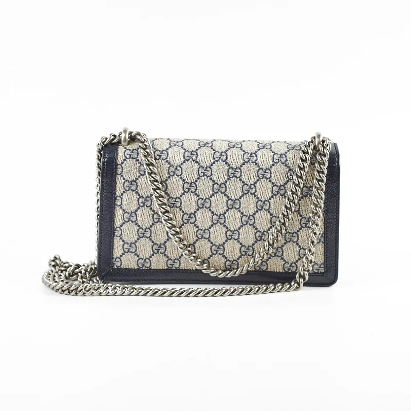 Women Gucci bags with a front - zip pocket for small itemsGucci Dionysus Small Monogram Navy