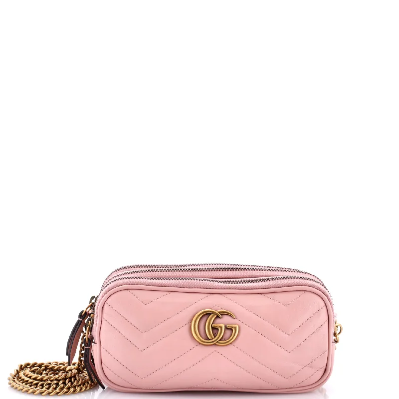 Ladies Gucci Dionysus bags with a chain - link shoulder strapGG Marmont Triple Zip Chain Bag Matelasse Leather Mini