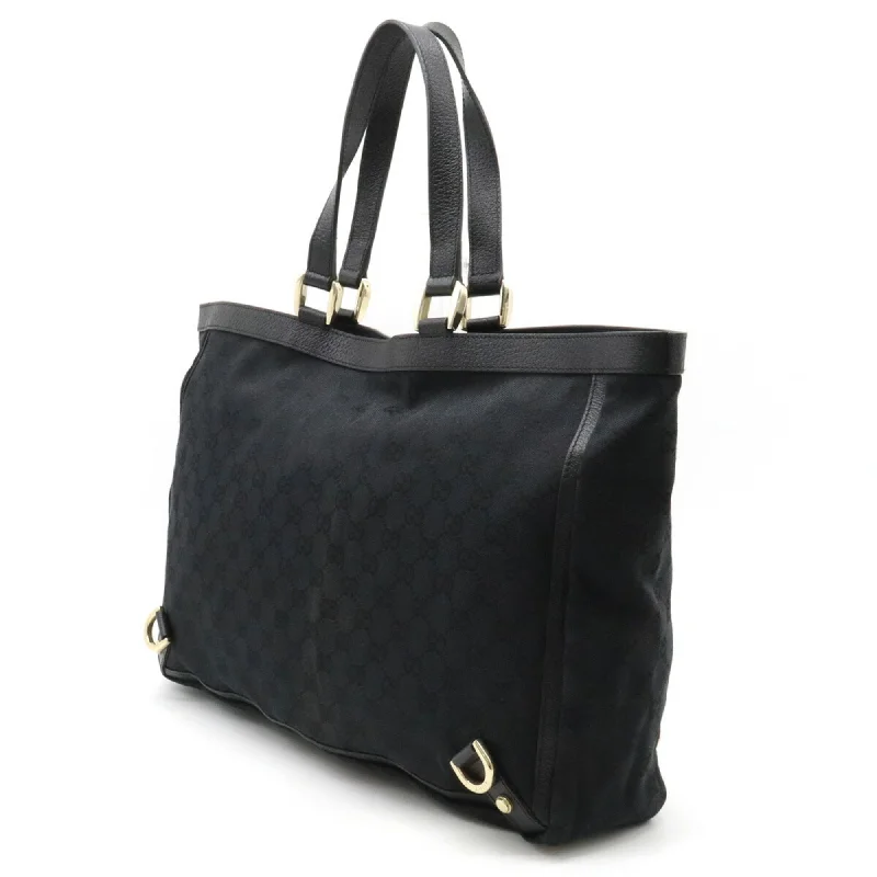 Ladies Gucci shoulder bags with a single - handle designGucci Abbey GG Canvas Tote Bag Shoulder Leather Black 141472