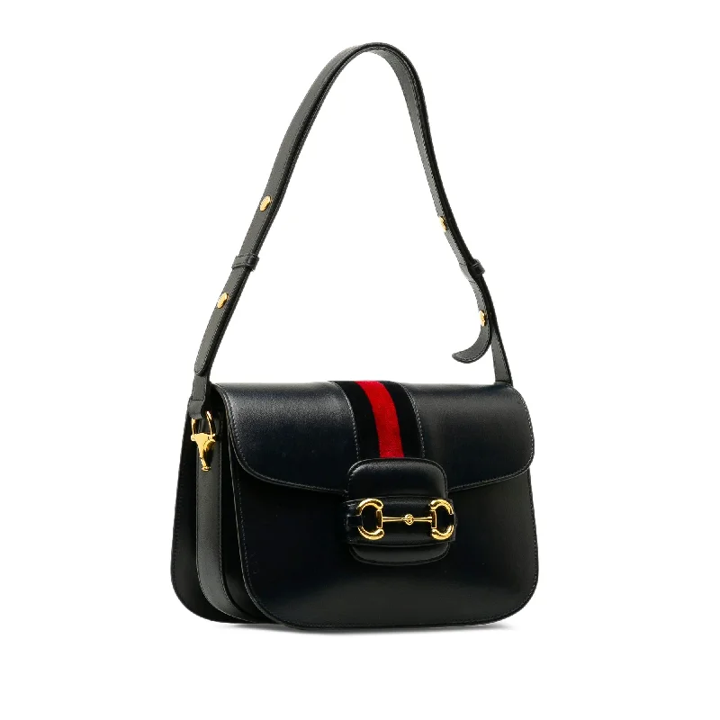 Women Gucci bags with a detachable mobile phone holderGucci 1955 Horsebit Web Shoulder Bag (K3r9Rb)